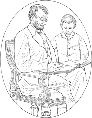 Abraham Lincoln With His Son Coloring Page